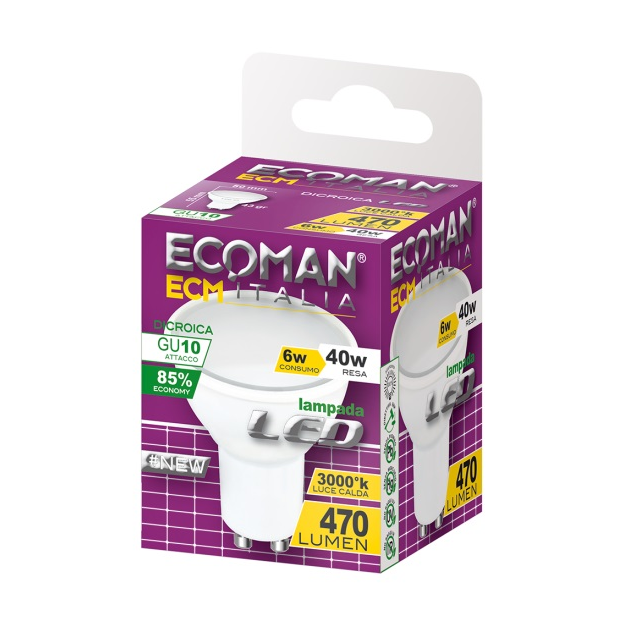 lampadina-led-dicroica-gu10-6w-luce-calda-3000k-ecoman