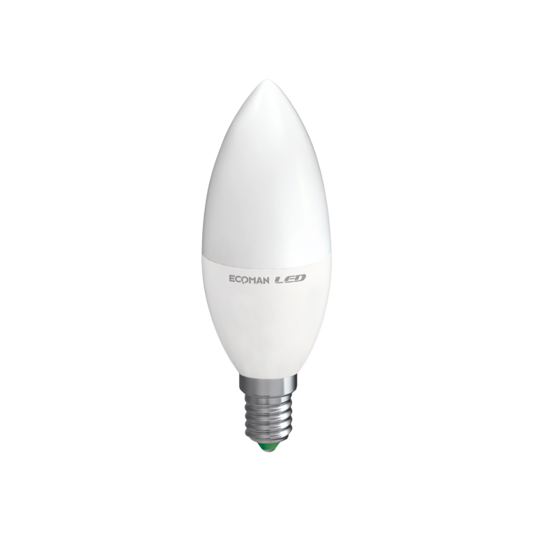 lampadina led candela e14 8w luce naturale 4000k ecoman vetro ghiaccio