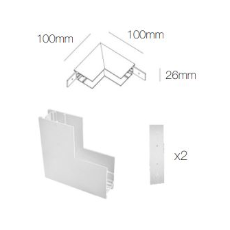 Accessorio giunzione "L" angolo chiuso per MAGNET TRACK SURFACE BENEITO FAURE bianco