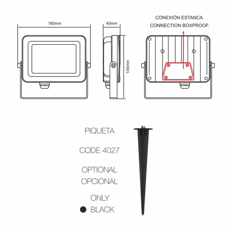 proiettore sky 30w luce naturale 840 beneito faure corten ip65 ik08