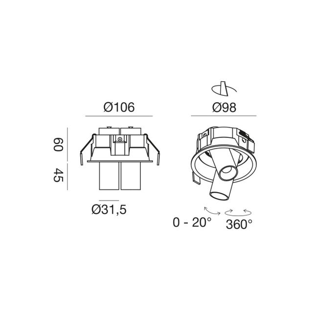 faretto-led-da-incasso-16w-3000k-bianco-ip20-2-spot-gealuce-gfa169