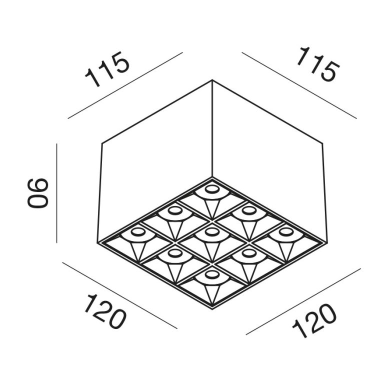 faretto 9 punti luce led 36w 3000k bianco gealuce