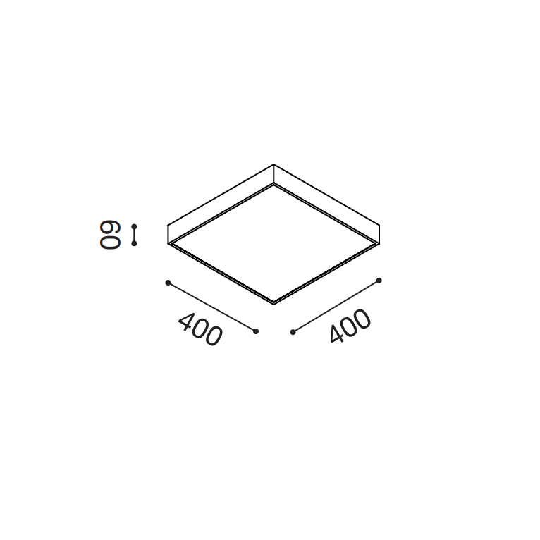 plafoniera biham 40w luce naturale 4000k gealed quadrato piccolo bianco