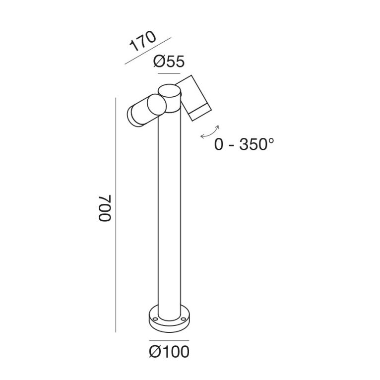 paletto da giardino 2xgu10 alto grigio ip65 gealuce 
