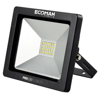 Proiettore LED ProLed 20W luce naturale 4000K Ecoman nero IP65 Mini Slim