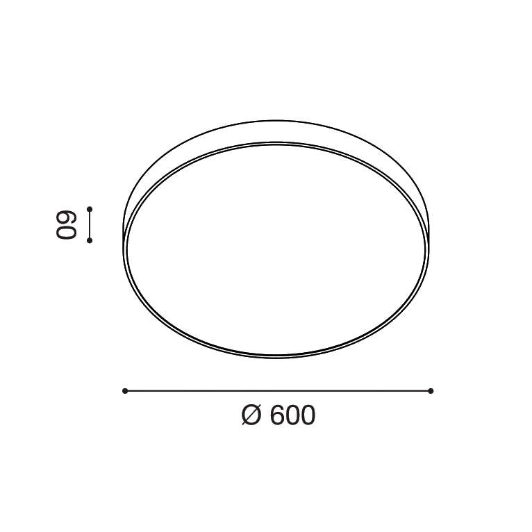 plafoniera biham 60w luce calda 3000k gealed tondo grande bianco