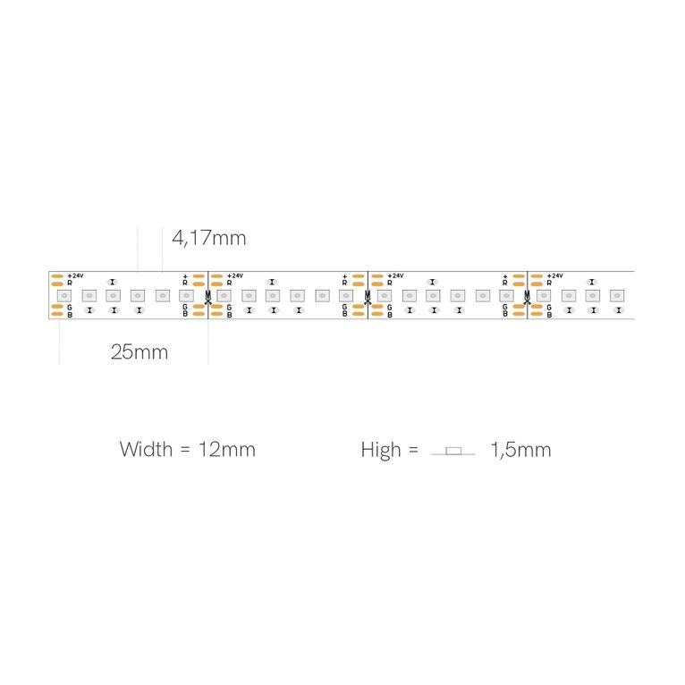 striscia led fine-43 16.4w/m rgb 24v 5mt beneito faure smd3838