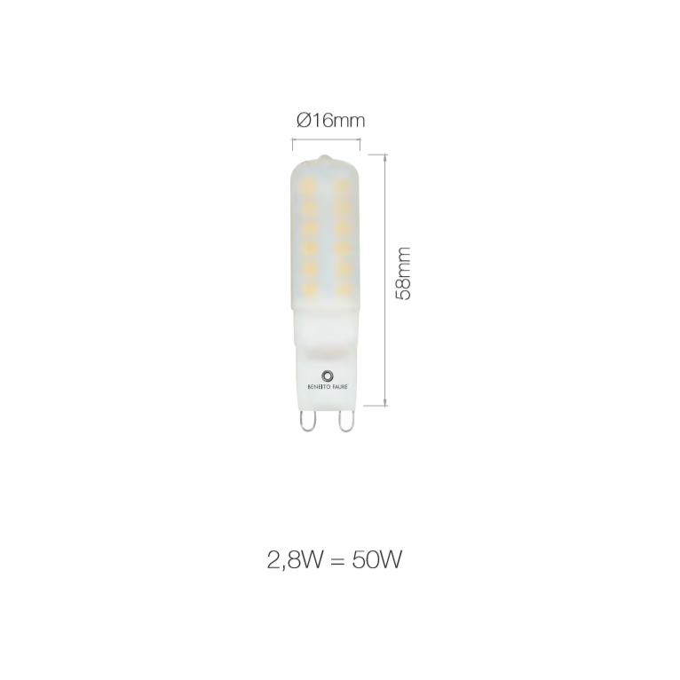 lampadina led long uniform-line g9 2.8w luce fredda 850 beneito faure