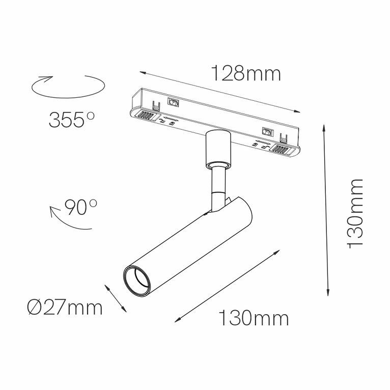 faretto led per binario magnetico 4.5w 48v 2700k nero ip20 alp beneito faure 4789