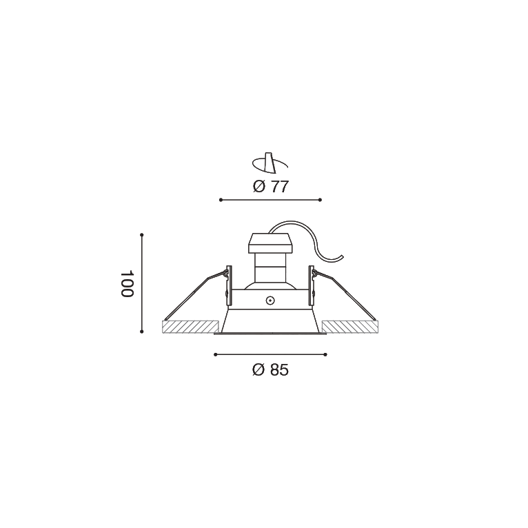 faretto helios gu10 gealed tondo nero ad incasso orientabile