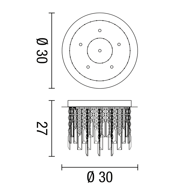 plafoniera frangia 6 x g9 (40w incluse) affralux tonda piccola