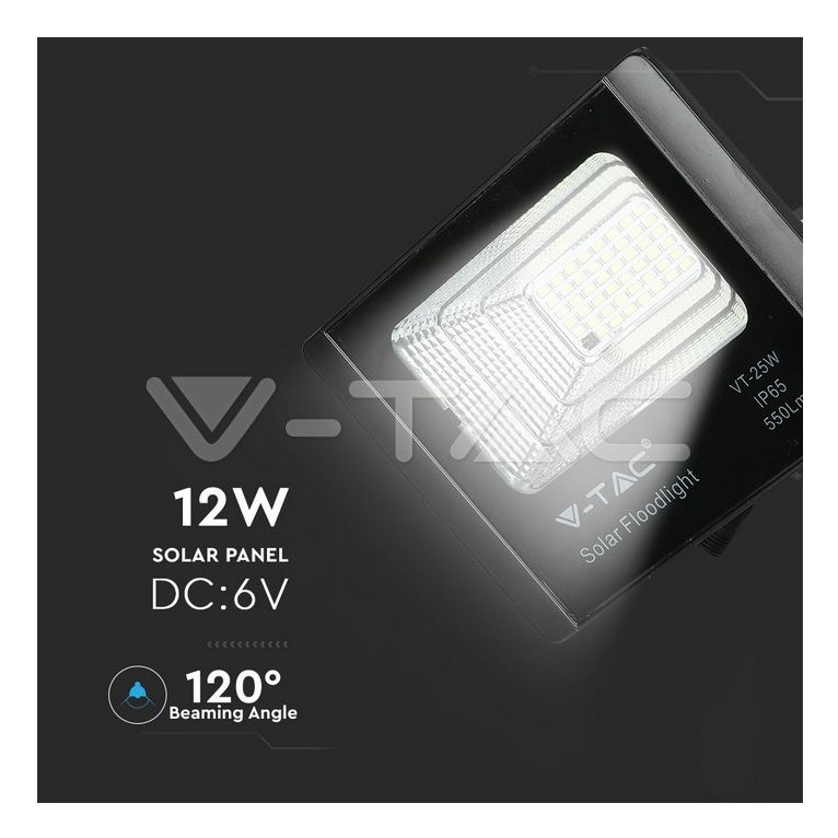 faretto con pannello solare 25w a led luce naturale v-tac sku8573