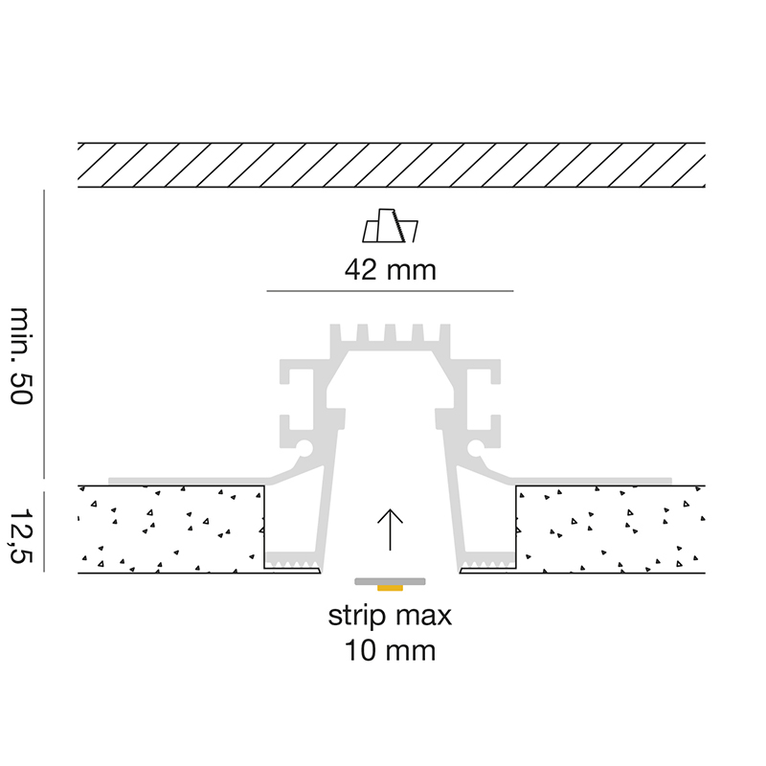 profilo in alluminio da incasso liverpool r per strisce led 2mt gealed piccolo nero