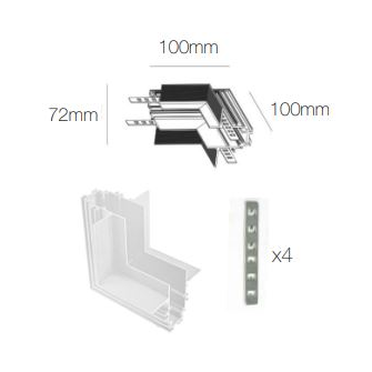Accessorio giunzione "L" angolo chiuso per MAGNET TRACK RECESSED BENEITO FAURE bianco