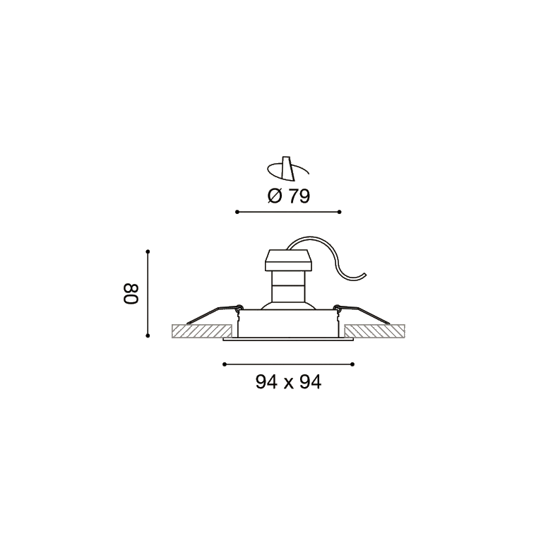 faretto zenit gu10 gealed quadrato alluminio ad incasso orientabile