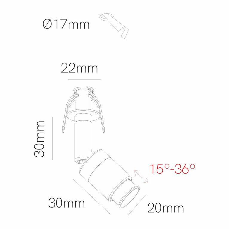 faretto led da incasso 2w 220/240v 3000k bianco ip20 beneito faure 5274