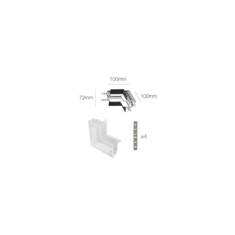 accessorio giunzione "l" angolo chiuso per magnet track recessed beneito faure bianco