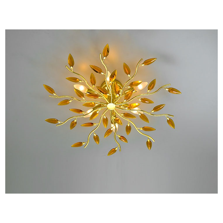 plafoniera crystallivs 6 x e14 affralux ottone/ambra medio