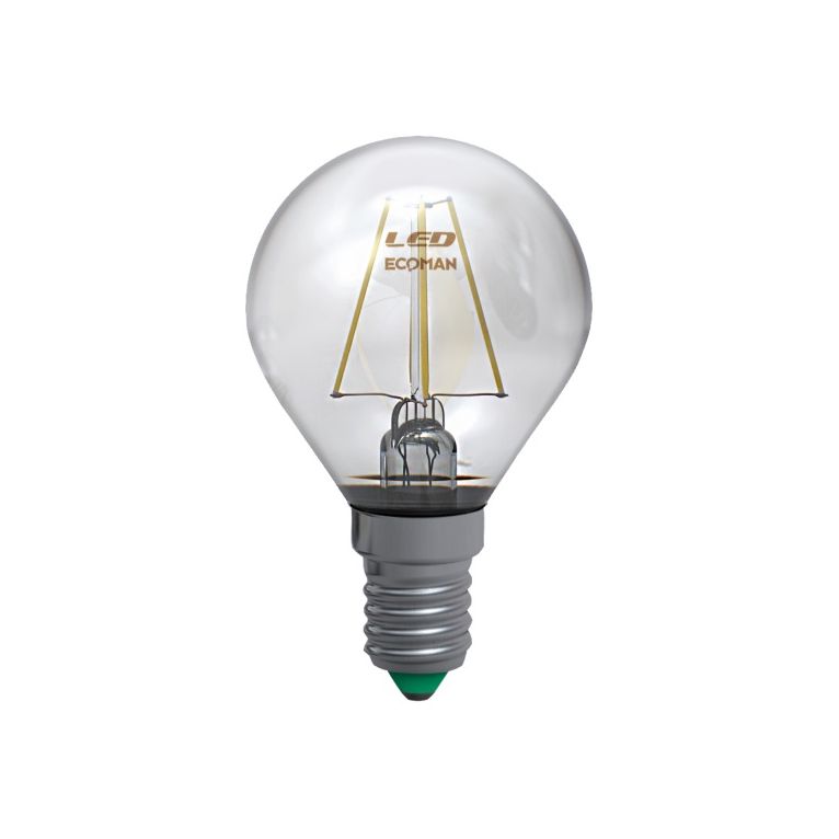 lampadina led sfera e14 4w luce naturale 4000k ecoman vetro trasparente