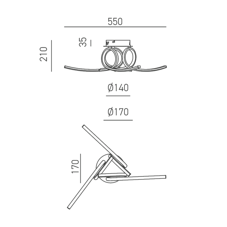 plafoniera tosca 45w luce calda 3000k gealuce 3 modulo