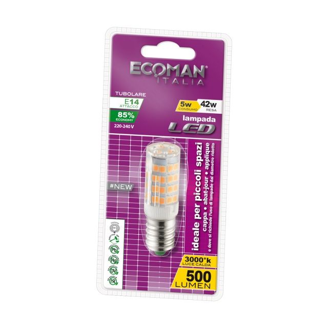 lampadina-led-tubolare-e14-5w-luce-calda-3000k-ecoman