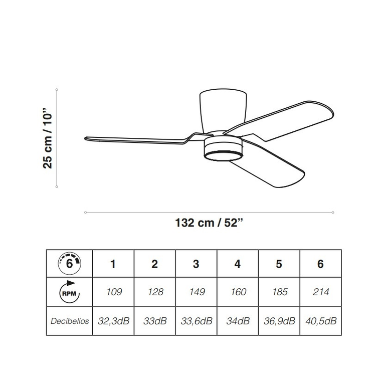 ventilatore led brisa 132cm motore 30w acb da soffitto bianco
