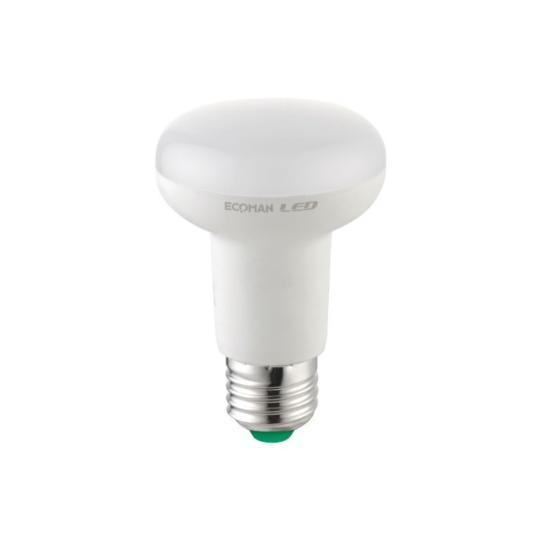 lampadina led spot r63 e27 8w luce calda 3000k ecoman vetro ghiaccio