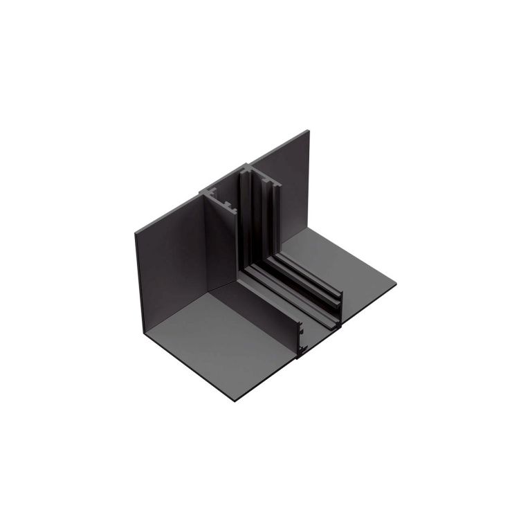 angolo meccanico 90° per binario incasso 48v. colore nero parete/soffitto gealuce 
