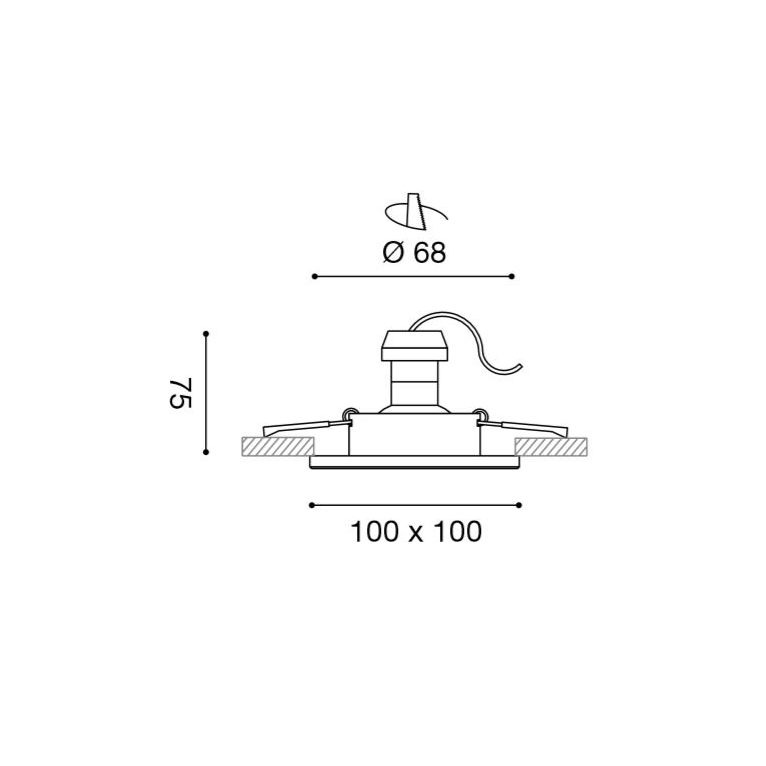 faretto venus gu10 gealed quadrato ad incasso