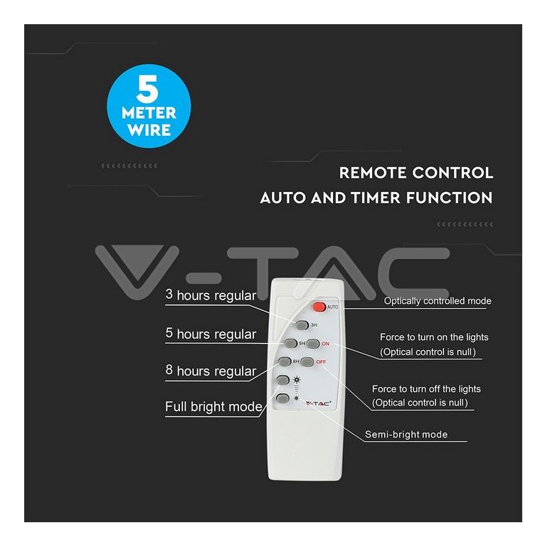 faretto con pannello solare 25w a led luce naturale v-tac sku8573