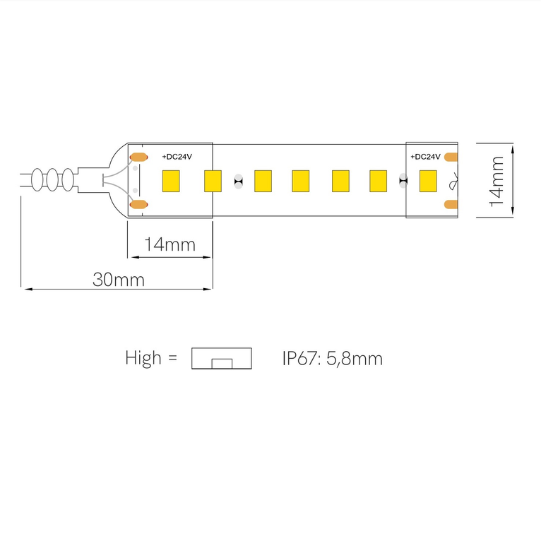 striscia led fine-52 22w/m 4000k 24v 5mt beneito faure smd2835 ip67