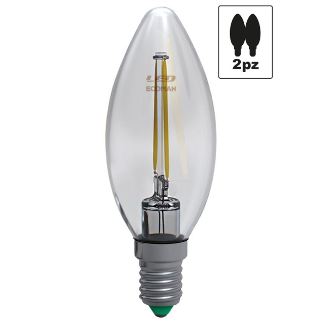 lampadina-led-candela-e14-4w-luce-calda-3000k-ecoman-vetro-trasparente-confezione-2-pezzi