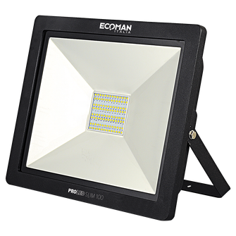 Proiettore LED ProLed 100W luce naturale 4000K Ecoman nero IP65 Mini Slim