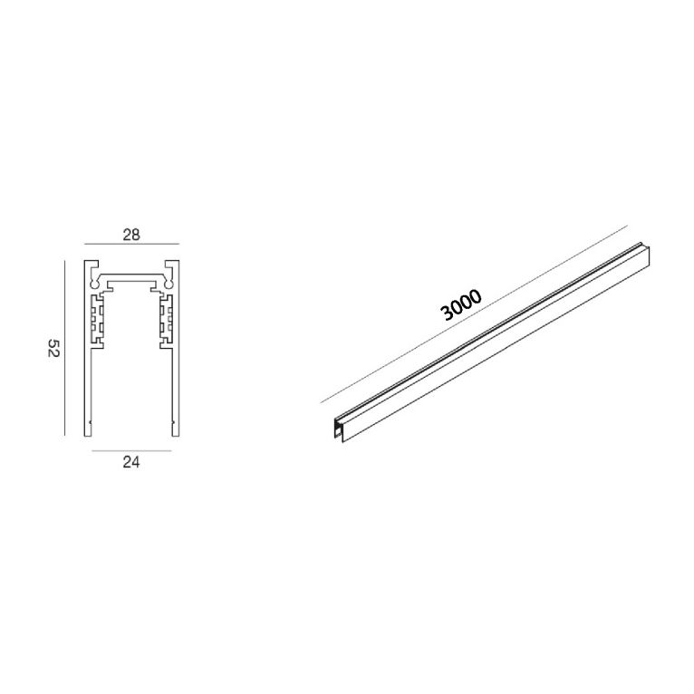 binario 48v da superficie gealuce bianco ip20 3m