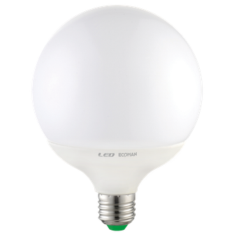 Lampadina LED globo G120 E27 18W luce fredda 6000K Ecoman vetro ghiaccio