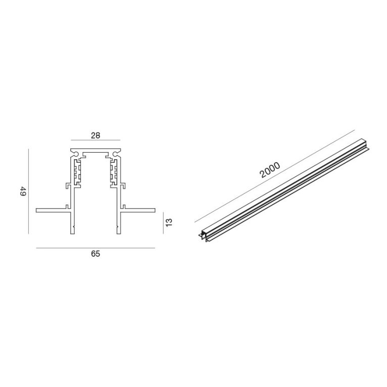 binario 48v da incasso gealuce nero ip20 2m