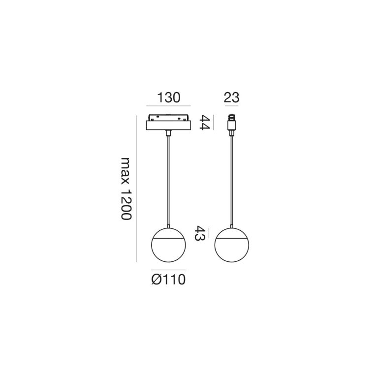 lampadario led 8w 48v 3000k sfera colore nero gealuce ip20