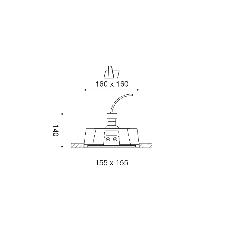 faretto dya gu10 gealed quadrato ad incasso