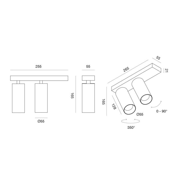 faretto doppio orientabile led 2x12w 2700k bianco gealuce ip20