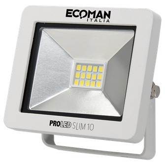 Proiettore LED ProLed 10W luce naturale 4000K Ecoman bianco IP65 Mini Slim