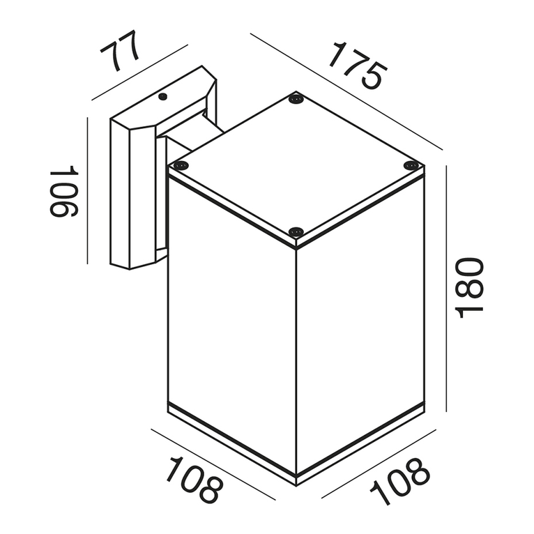 applique amon-qm e27 gealed antracite ip65 piccolo