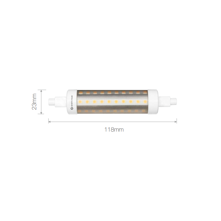 lampadina led lineal tubular r7s 9w luce calda 830 beneito faure