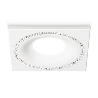 Faretto CORALIE1 GU10 GEALED quadrato ad incasso bianco con cristalli