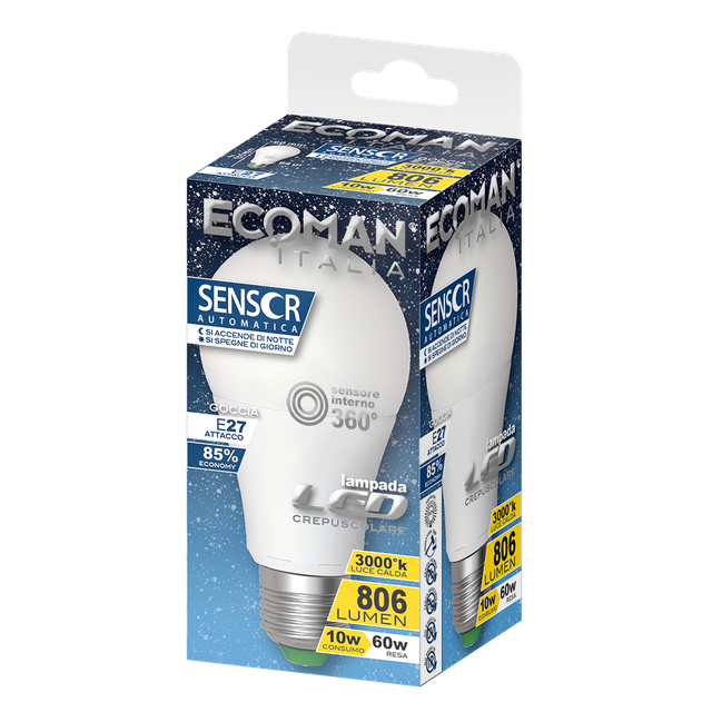 lampadina-led-goccia-e27-10w-luce-calda-3000k-ecoman-sensor360