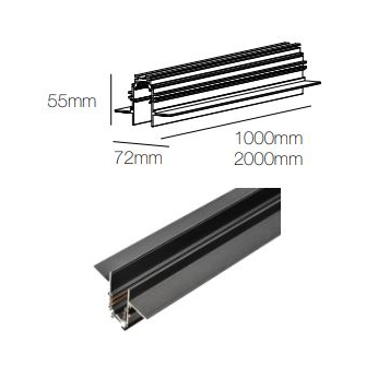 Binario magnetico da incasso MAGNET TRACK RECESSED 2 metri BENEITO FAURE nero