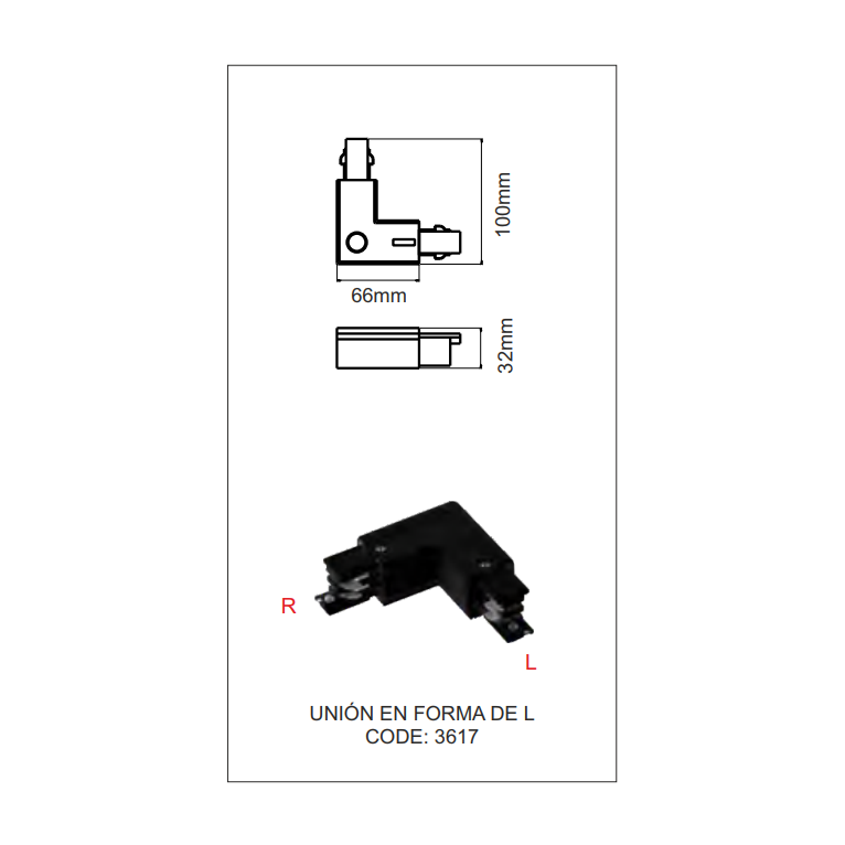 accessorio giunzione "l" destra beneito faure 3617 nero