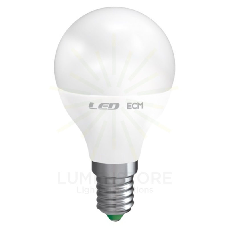 lampadina led sfera e14 6w luce calda 3000k ecoman vetro ghiaccio