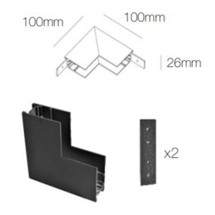 accessorio giunzione "l" angolo chiuso per magnet track surface beneito faure nero