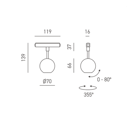 faretto da binario nardo' 8.5w luce calda 3000k gealuce cromo