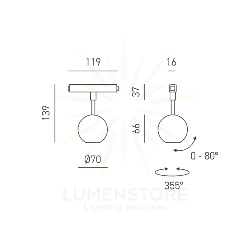 faretto da binario nardo' 8.5w luce calda 3000k gealuce cromo